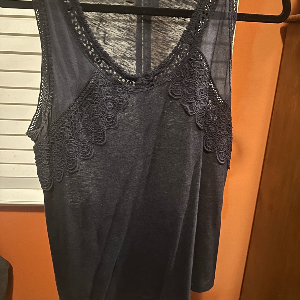 J. Crew Navy Lace Tank Top